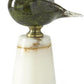 Green Glass Birds w/ Marble Base, Set of 2