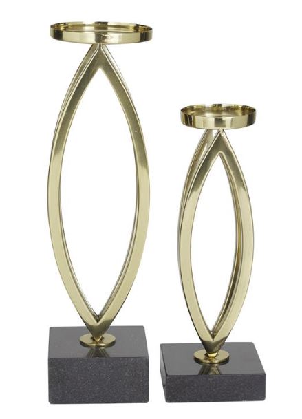 Gold Stainless Steel Candle Holder, Set of 2