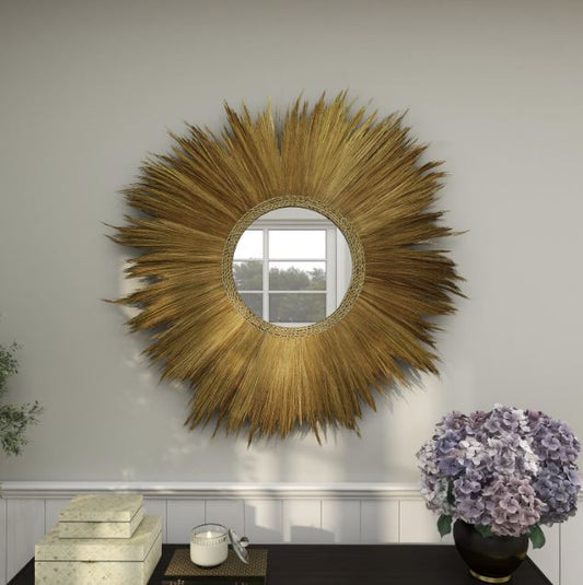 Grass Wall Mirror, Brown