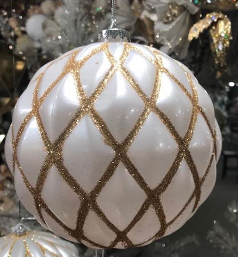 Bubbled Ball Ornament, Gold/White