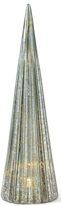 Vertically Ribbed Glass LED Christmas Tree w/ Timer, Sage Green (Various Sizes)