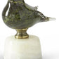 Green Glass Birds w/ Marble Base, Set of 2
