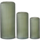 Frosted Green Ribbed Glass Vase (Various Sizes)