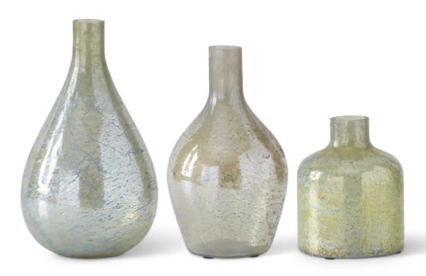 Antique Light Green Matte Glass Bottle Vase (Grad Sizes)