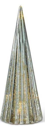 Vertically Ribbed Glass LED Christmas Tree w/ Timer, Sage Green (Various Sizes)