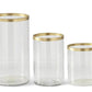 Glass Cylinder Vases w/ Gold RIm (Various Sizes)