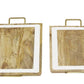 Brown Wood Tray w/ White Enamel Inlay (Various Sizes)