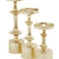 Gold Aluminum Pillar Candleholders, Set of 3
