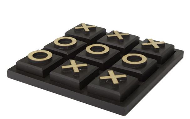Black and Gold Wood Tic Tac Toe Set
