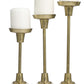 Gold Metal Candleholders w/ Marble base, Set of 3