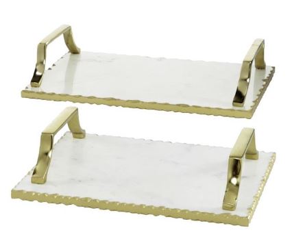 Gold Ceramic Tray w/ Handles (Various Sizes)
