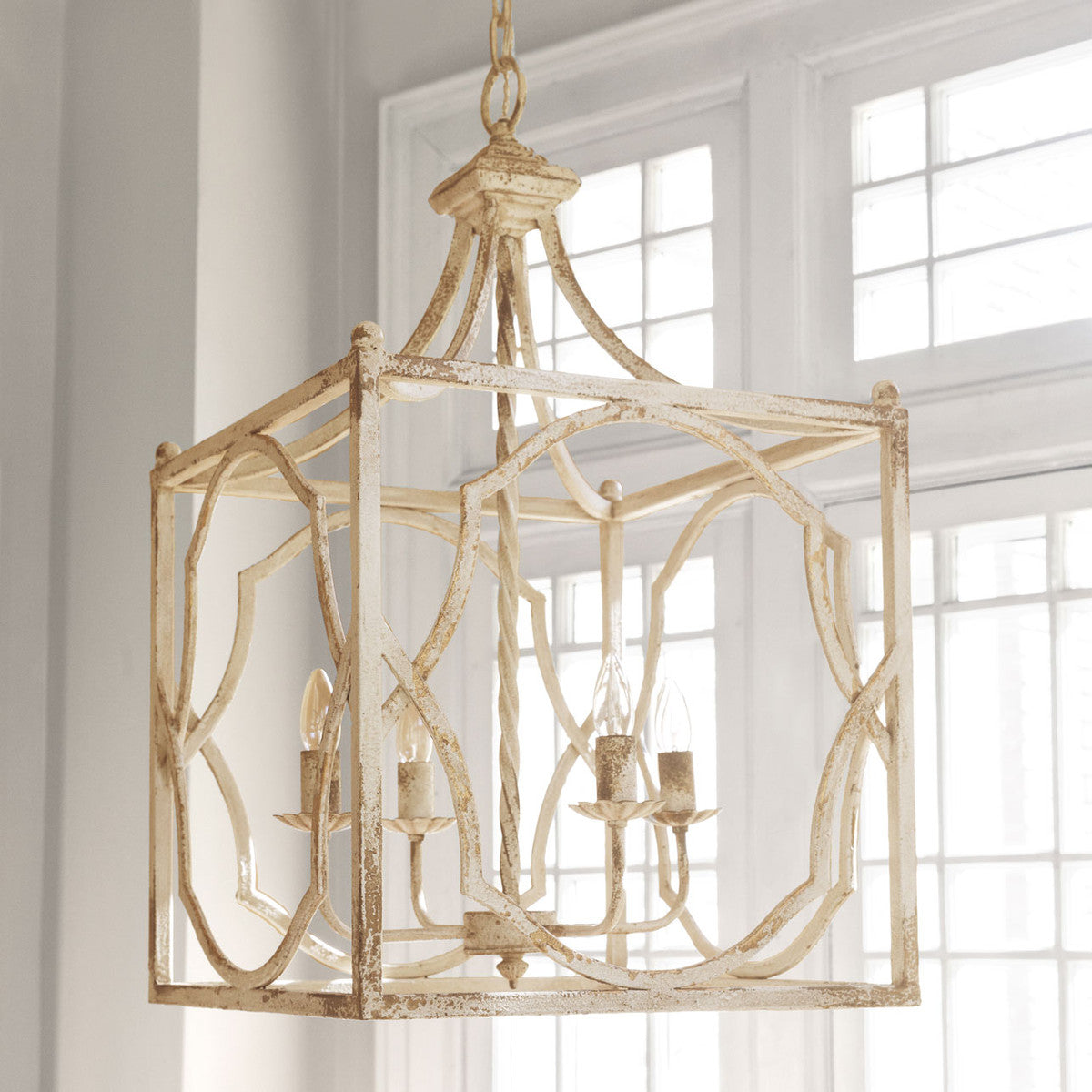 French Country Square Metal Chandelier