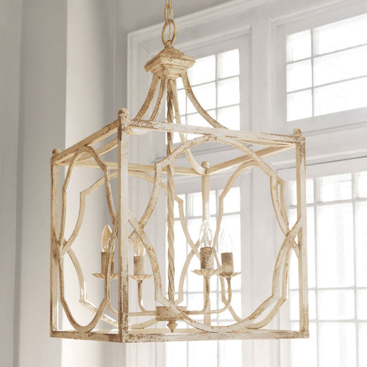 French Country Square Metal Chandelier