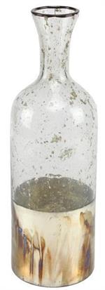 Seeded Glass Bottle, Antique Silver Trim