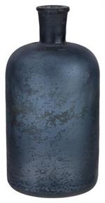 Blue Foil Glass Bottle Vase, Short