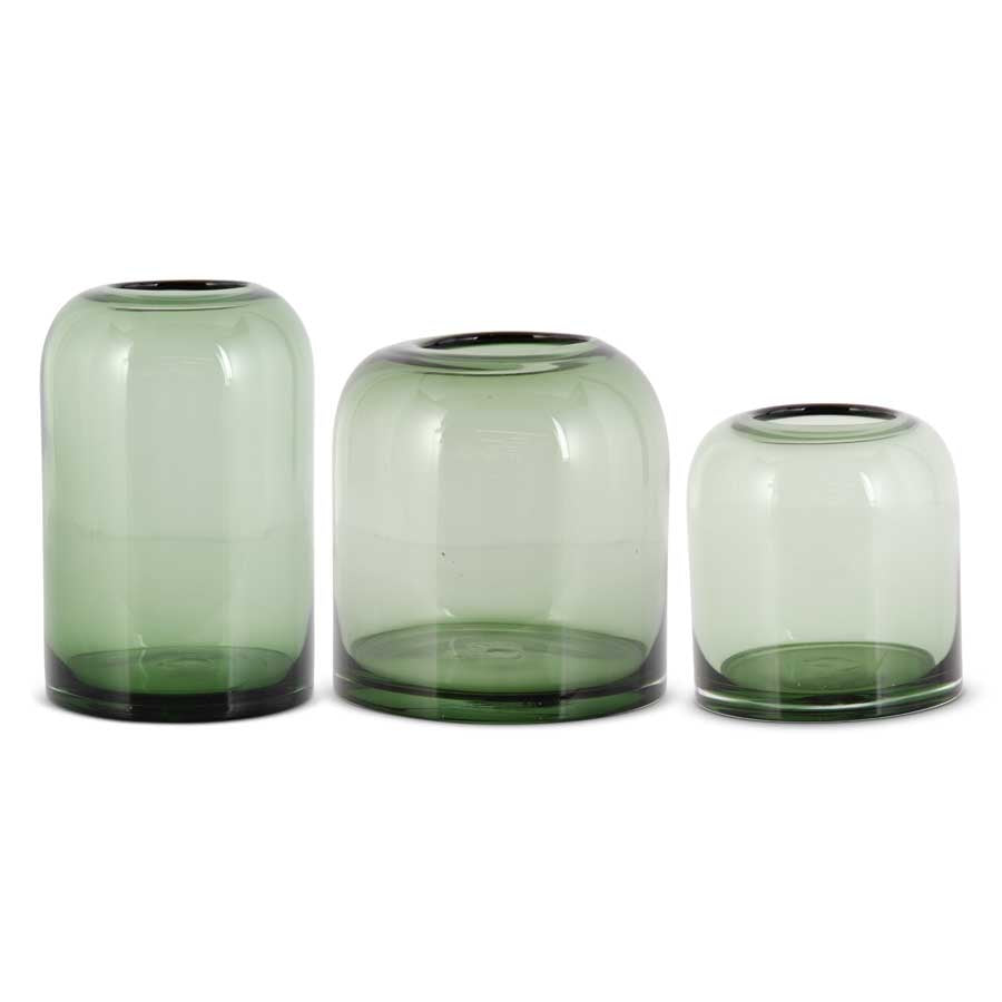 Green Transparent Glass Vase (Various Sizes)