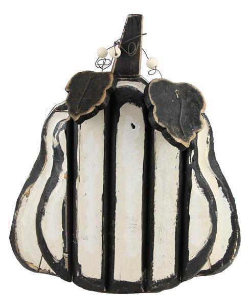 Wood Pumpkin, Black & White Striped (Various Styles)