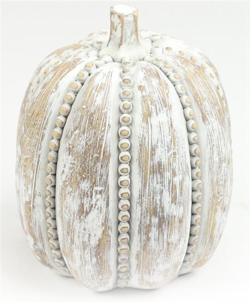 Whitewashed Resin Beaded Pumpkin