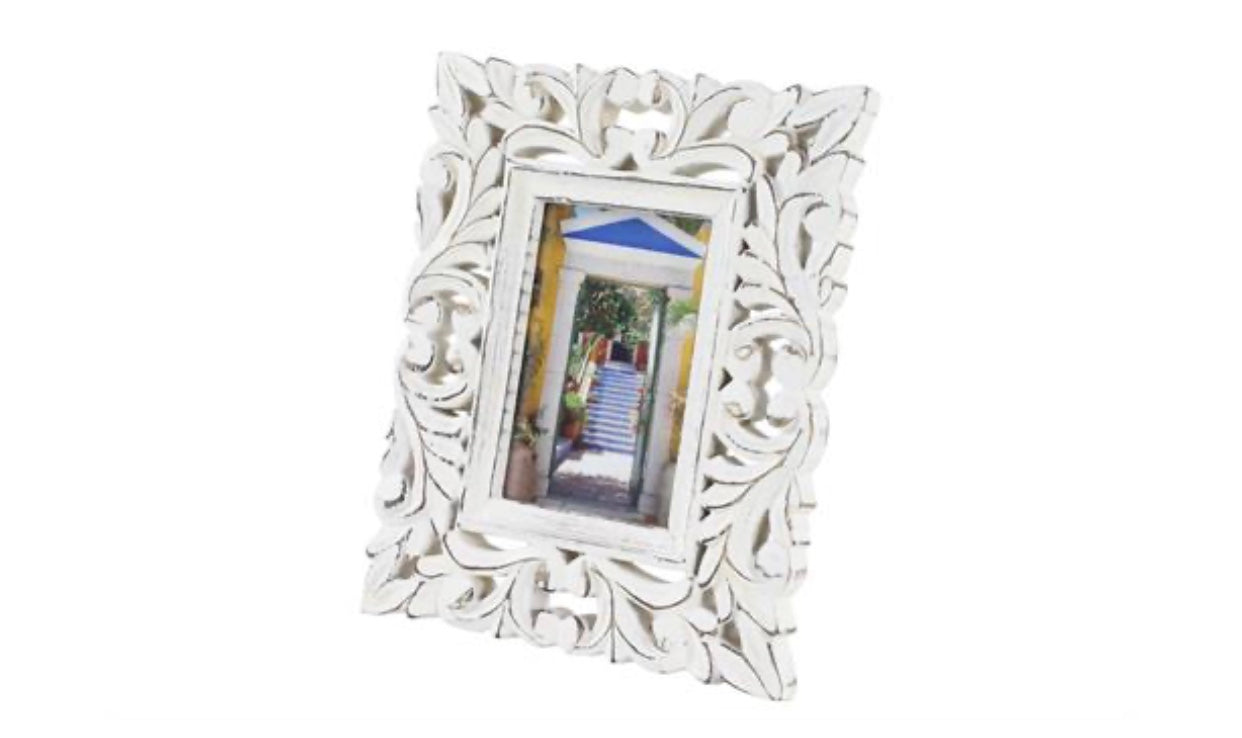 White Carved Photo Frame