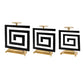 Greek Key Black and Gold Pillar Candleholders, Set of 3