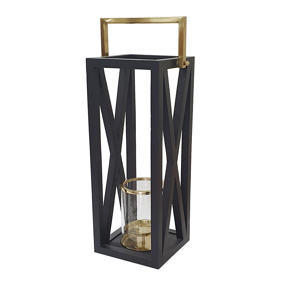 Black with Gold Accents Lantern
