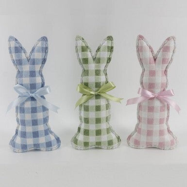 Resin Checked Easter Bunny with Bow (Various Colors)