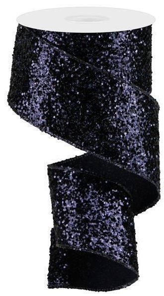 2.5" Large Glittered Navy Ribbon