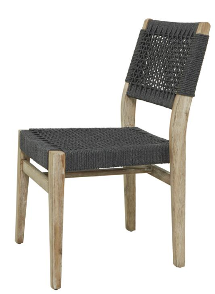 Dark Gray Wood Outdoor Dining Chair