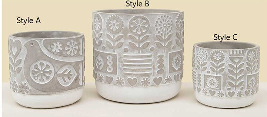 Floral Concrete Pot (Various Styles)