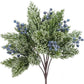 12.5" Ice Pine Berry Cluster Pick, Blue/Green