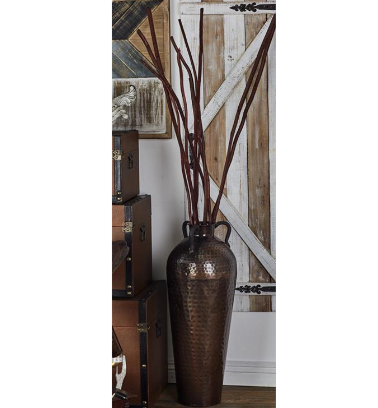Medium Hammered Metal Vase, Copper