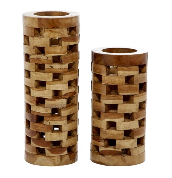 Brown Teak Wood Contemporary Vase (Various Sizes)