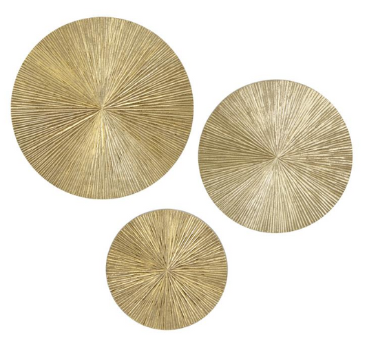 Gold Wood Contemporary Abstract Wall Décor, Set of 3