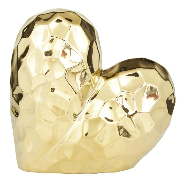 Gold Porcelain Glam Heart Sculpture