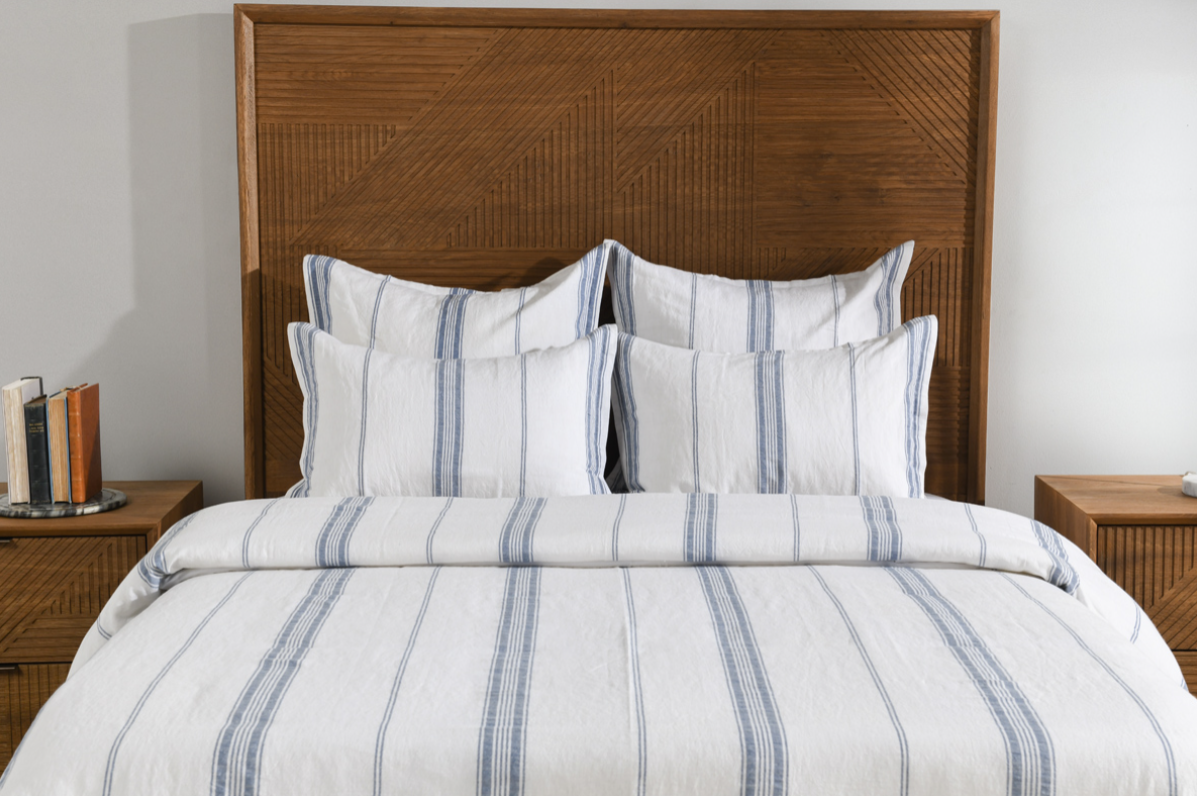 Jayson 3 Piece King Duvet Set, Blue Stripe