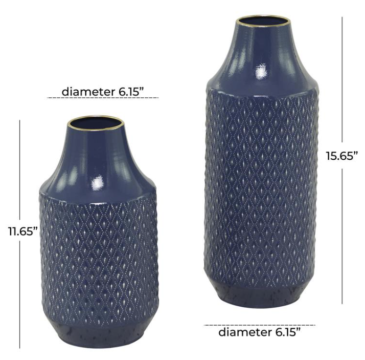Blue Metal Modern Diamond Vase (Various Sizes)