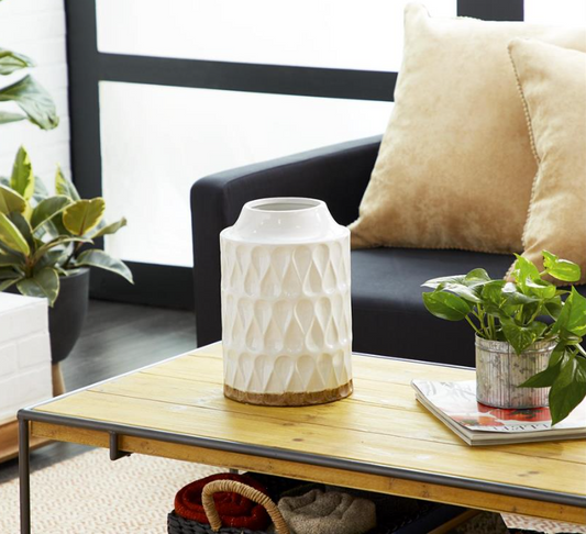 White Porcelain Contemporary Vase, Short