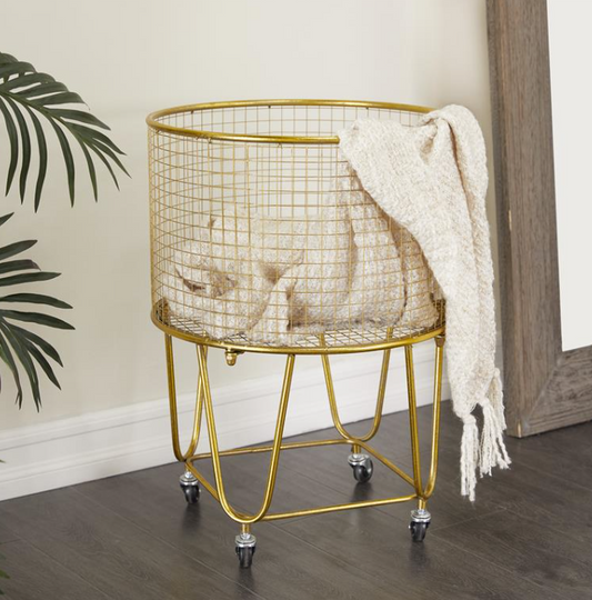 Gold Metal Industrial Storage Basket