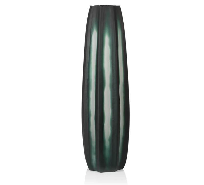 Féraud Handmade Glass Hurricane, Dark Green (Tall)