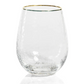 Negroni Hammered Stemless All-Purpose Glass, Clear with Gold Rim