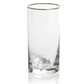 Negroni Hammered Highball Glass, Clear with Gold Rim