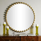 Gold Metal Modern Wall Mirror, with Beading