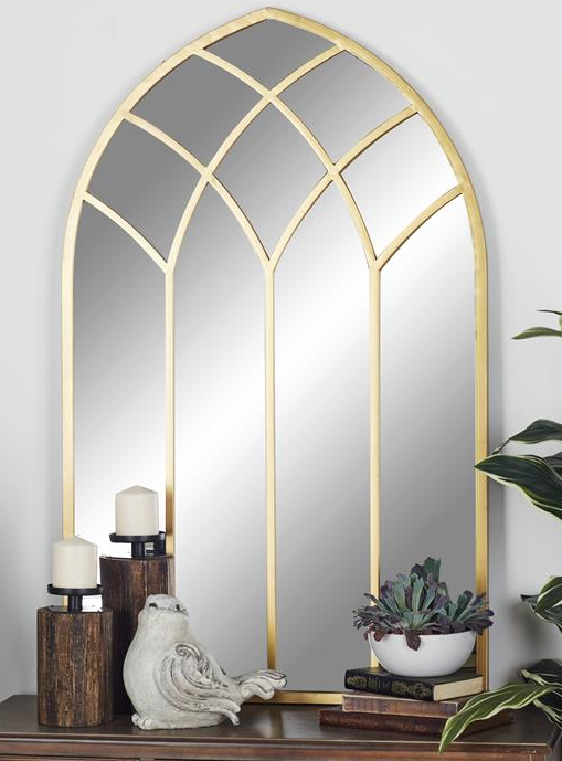 Arched Metal Framed Mirror, Gold