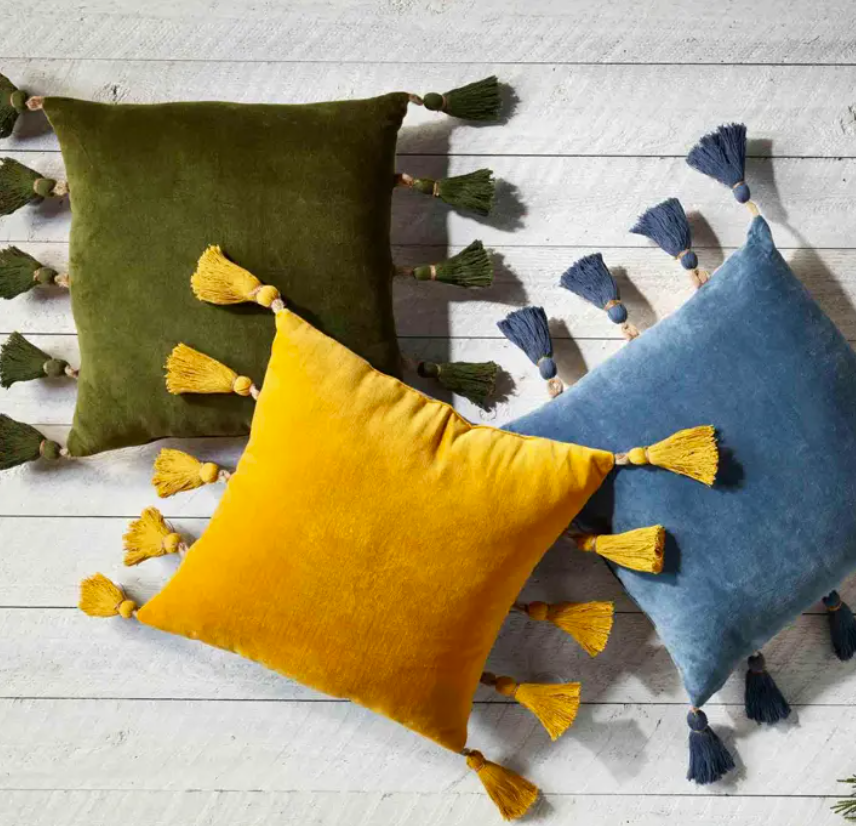Velvet Tassel Pillow (Various Colors)