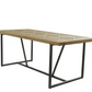Parquet Wood Dining Table, Black Metal Base