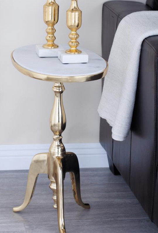 Gold Marble Oval Accent Table