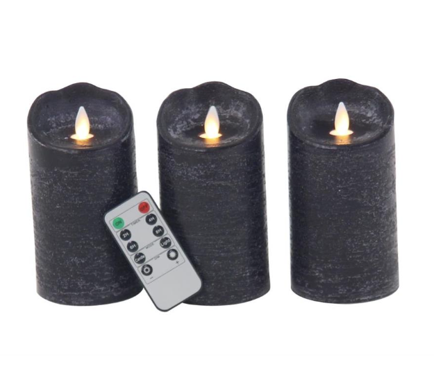 Black Flameless LED Wax Candle, Set of 3