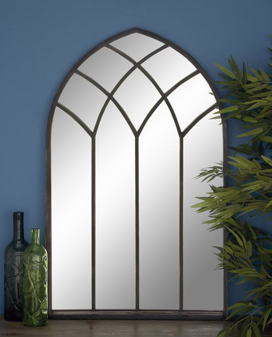 Black Arched Metal Mirror