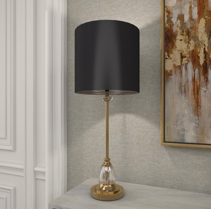 Gold Metal and Crystal Table Lamp