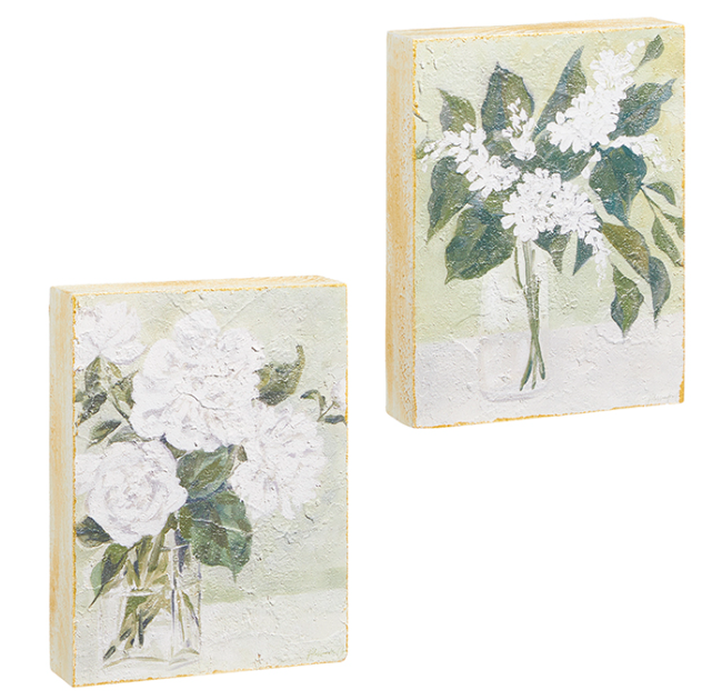 White Flowers in Vase Art Block (Various Styles)